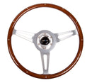 NRG Classic Wood Grain Steering Wheel (365mm) Wood w/Metal Inserts & Brushed Alum. 3-Spoke Center-1