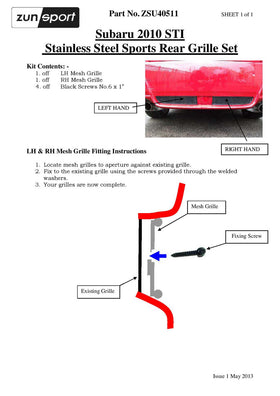 Zunsport Subaru Impreza STi - Rear Grille Set - Silver finish - 0