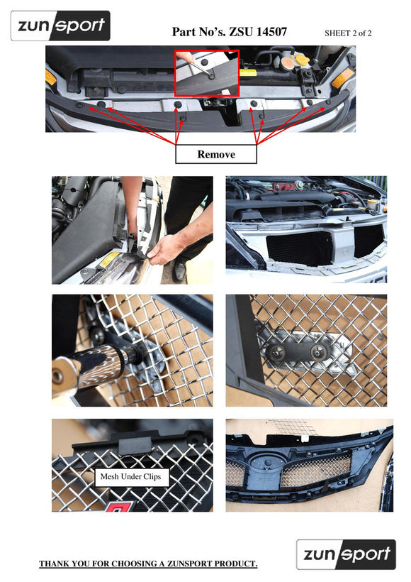 Zunsport Subaru Impreza STi 2008 MY - Top Grille - Silver finish