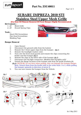 Zunsport Subaru Impreza STi - Upper Grille - Silver finish - 0