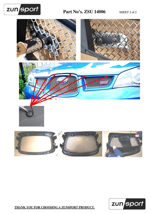 Zunsport Subaru Impreza Hawkeye - Top Grille Set - Black finish