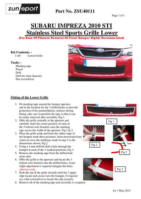 Zunsport Subaru Impreza STi - Lower Grille - Silver finish - 0