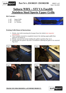 Zunsport Subaru WRX STI VA Facelift - Upper Grille - Silver finish - 0