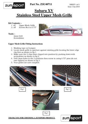 Zunsport Subaru XV Front Grille Set - Silver finish - 0