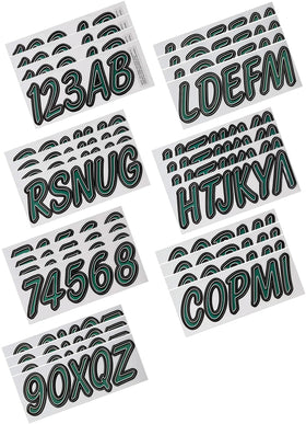 Hardline Boat Lettering Registration Kit 3 in. - 400 Forest green/Black