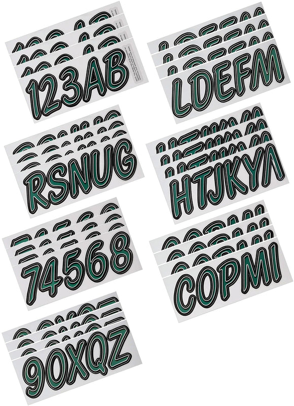 Hardline Boat Lettering Registration Kit 3 in. - 400 Forest green/Black