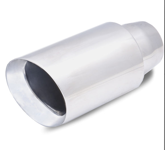 Xforce 4 Inch Double Wall Round Angle Cut Tip 2.5 Inch Expandable Inlet