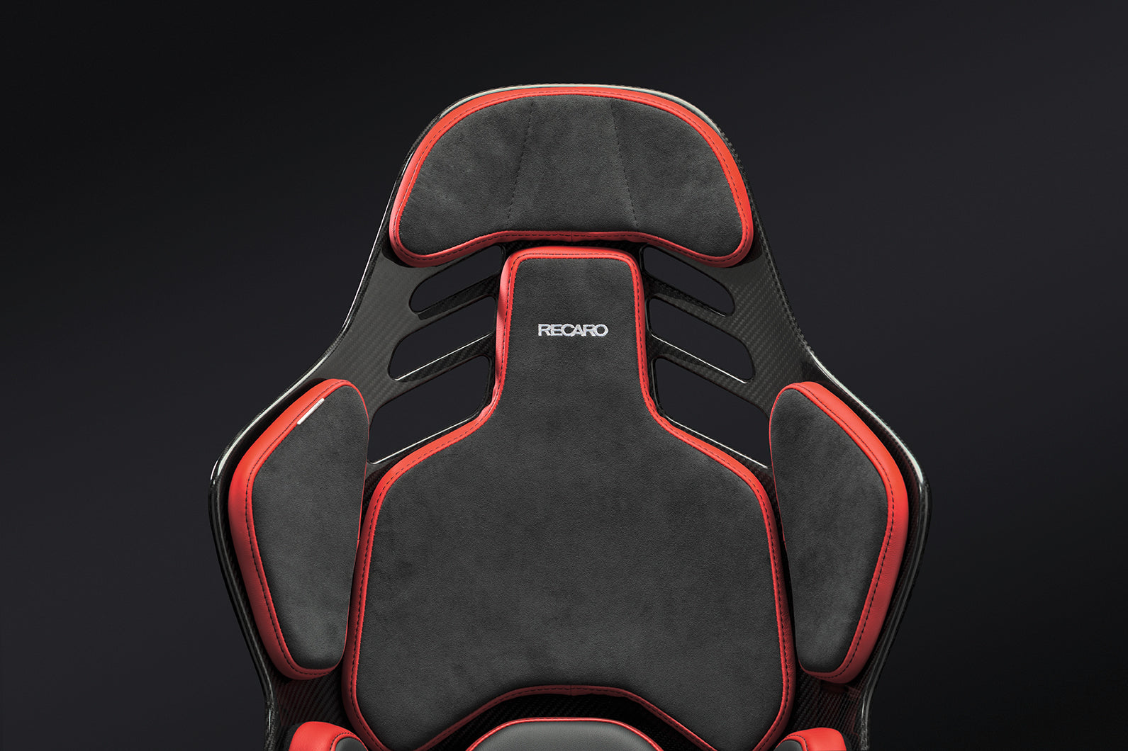 Recaro Podium CFK (CF/Kevlar) FIA/ABE Medium/Left Hand Seat - Alcantara Blk/Leather Red