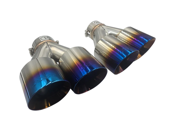 Xforce TWIN BLUE 4' ROUND ANGLE CUT DUAL WALL TIPS 2.5' INLET