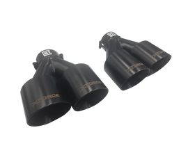 Xforce TWIN BLACK 4' ROUND ANGLE CUT DUAL WALL TIPS 3' INLET