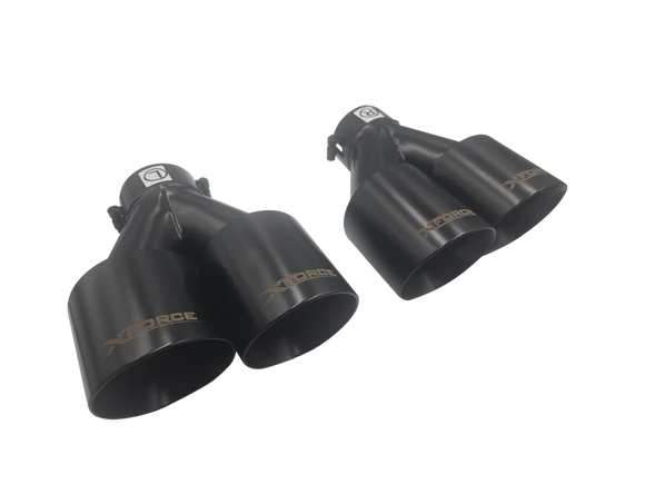 Xforce TWIN Black 4' ROUND ANGLE CUT DUAL WALL TIPS 2.25' INLET