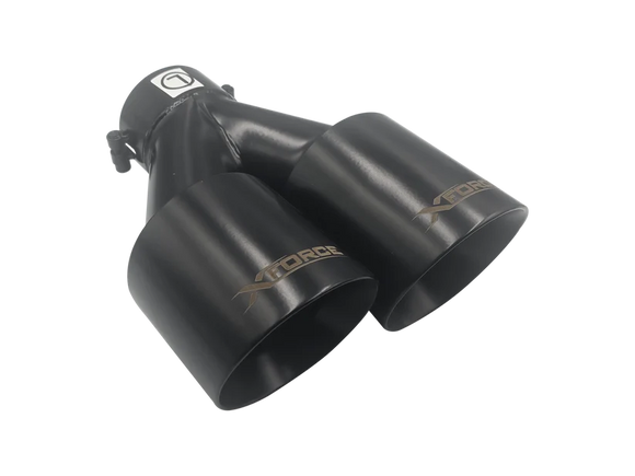 Xforce TWIN BLACK 4'ROUND ANGLE CUT DUAL WALL TIP 3'INLET LHS