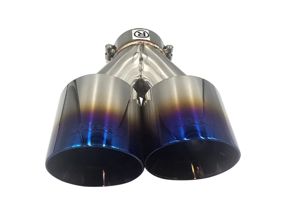 Xforce TWIN BLUE 4'ROUND ANGLE CUT DUAL WALL TIP 3'INLET LHS