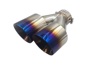 Xforce TWIN BLUE 4'ROUND ANGLE CUT DUAL WALL TIP 2.5'INLET LHS