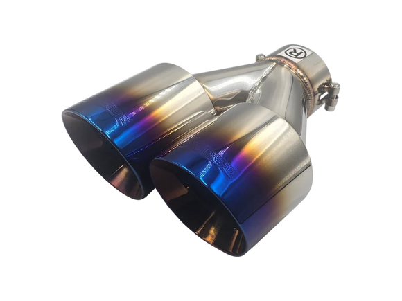 Xforce TWIN BLUE 4'ROUND ANGLE CUT DUAL WALL TIP 2.5'INLET LHS