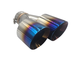 Xforce TWIN BLUE 4'ROUND ANGLE CUT DUAL WALL TIP 3'INLET RHS