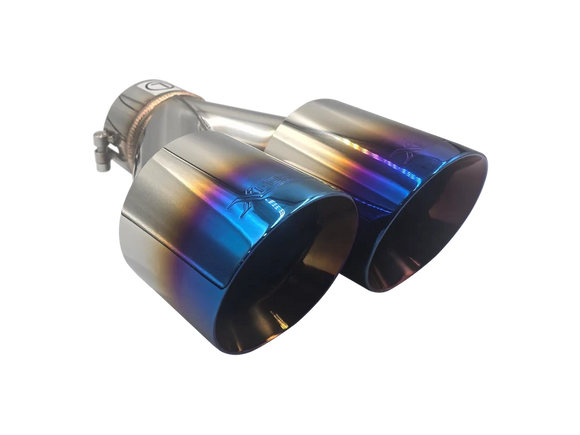 Xforce TWIN BLUE 4'ROUND ANGLE CUT DUAL WALL TIP 3'INLET RHS