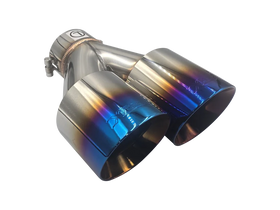 Xforce TWIN BLUE 4'ROUND ANGLE CUT DUAL WALL TIP 2.5'INLET RHS