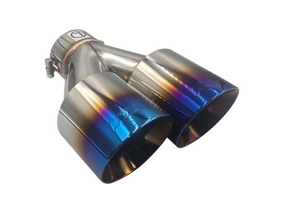 Xforce TWIN BLUE 4'ROUND ANGLE CUT DUAL WALL TIP 2.5'INLET RHS