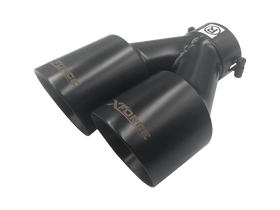 Xforce TWIN BLACK 4'ROUND ANGLE CUT DUAL WALL TIP 3'INLET RHS