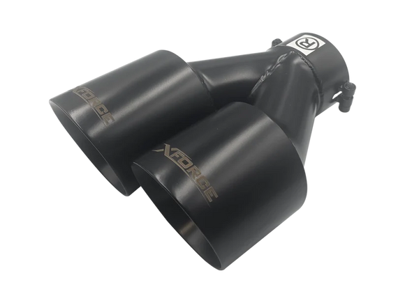 Xforce TWIN BLACK 4'ROUND ANGLE CUT DUAL WALL TIP 3'INLET RHS