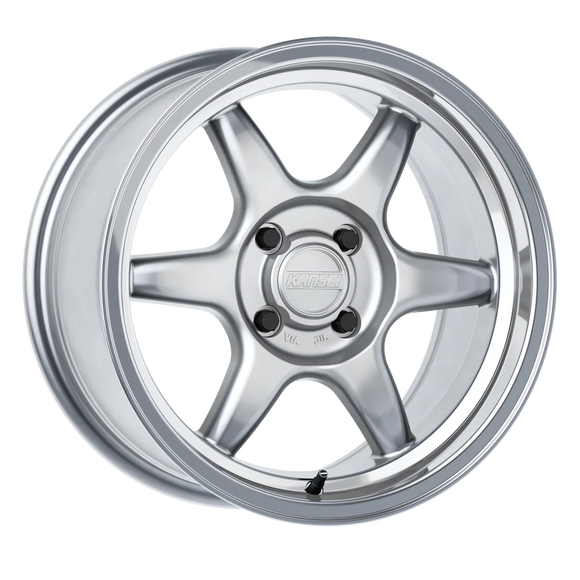 Kansei K11S Tandem 15x8in / 4x100 BP / 25mm Offset / 73.1mm Bore - Hyper Silver Wheel Machined Lip
