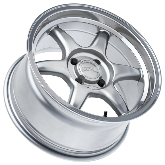 Kansei K11S Tandem 15x8in / 4x100 BP / 25mm Offset / 73.1mm Bore - Hyper Silver Wheel Machined Lip