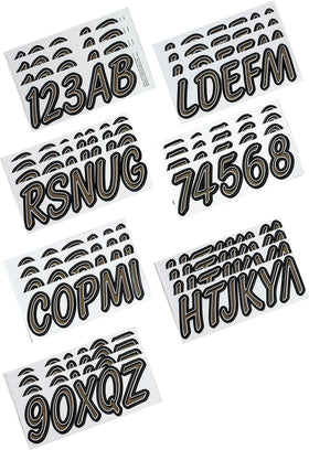 Hardline Boat Lettering Registration Kit 3 in. - 400 Titan Grey/Black