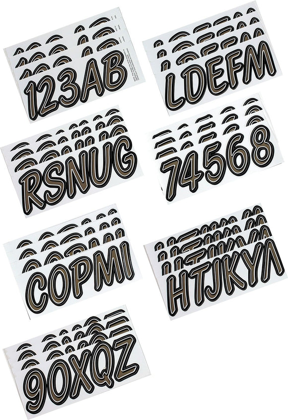 Hardline Boat Lettering Registration Kit 3 in. - 400 Titan Grey/Black