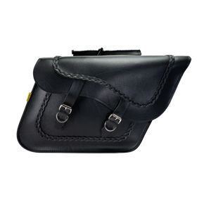 Willie & Max Universal Braided Large Slant Saddlebags (16 in L x 11 in H x 6.5 in W) - Black