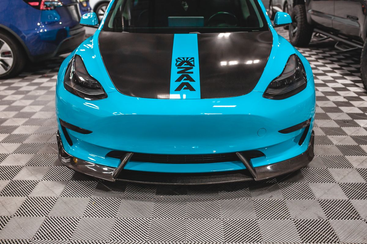 VR Aero SL Style Carbon Fiber Front Lip Spoiler Tesla Model 3 2018+