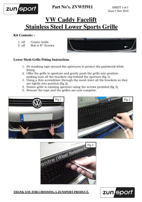Zunsport VW Caddy - Lower Grille - Silver finish - 0