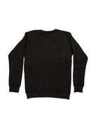 A black VW Volkswagen crewneck sweater for men. Photo is the back of the sweater with an embroidered modified green VW Mk1 Golf. Fabric is 100% cotton and high quality and fits to size. The style is long sleeve, crew neck, and embroidery on left chest.