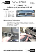 Zunsport VW T5 Van - Upper Grille Set - Silver finish-2