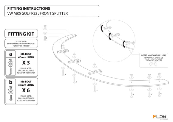 Flow Designs VW MK5 Golf R32 Front Splitter