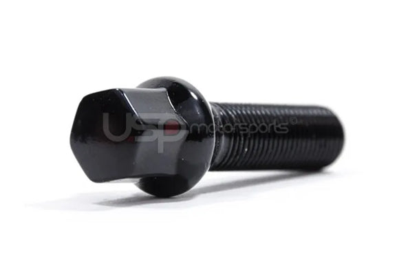 Spulen Conical Seat Wheel Bolt Black - 14x1.5x 27mm Length - Priced Each
