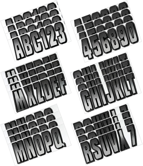 Hardline Boat Lettering Registration Kit 3 in. - 300 White/Black