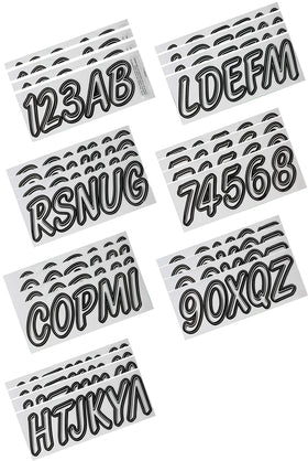 Hardline Boat Lettering Registration Kit 3 in. - 400 Transparent Clear/Black