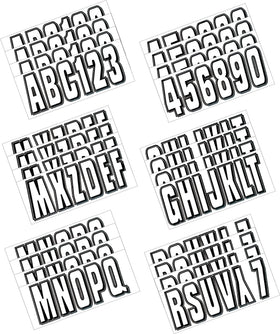 Hardline Boat Lettering Registration Kit 3 in. - 320 Transparent Clear/Black