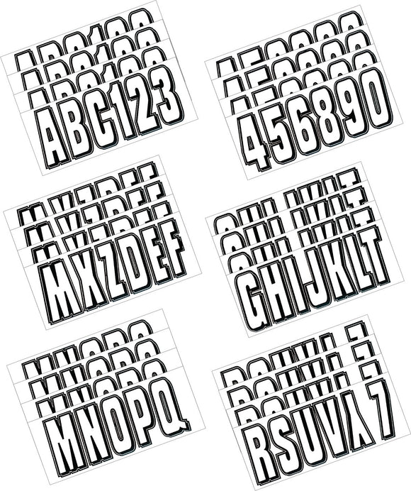 Hardline Boat Lettering Registration Kit 3 in. - 320 Transparent Clear/Black