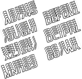 Hardline Boat Lettering Registration Kit 3 in. - 700 Transparent Clear/Black
