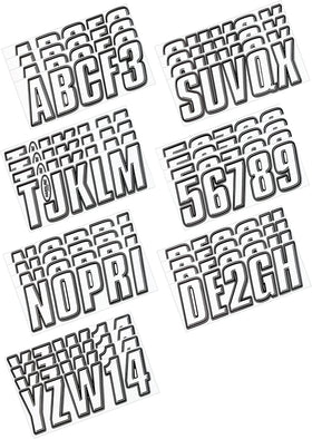 Hardline Boat Lettering Registration Kit 3 in. - 800 White/Black