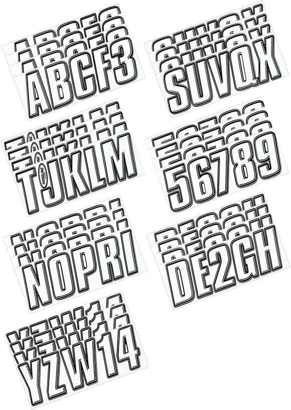 Hardline Boat Lettering Registration Kit 3 in. - 800 White/Black