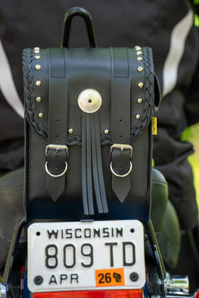 Willie & Max Universal Warrior Sissy Bar Bag (8 in L x 10 in W x 4.5 in H) - Black - 0