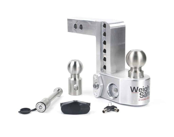 Weigh Safe 4in Drop Hitch w/Built-In Scale & 2in Shank (10K/12.5K GTWR) - Aluminum