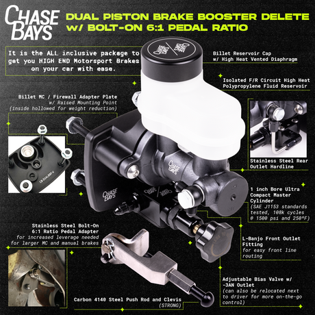 Chase Bays Toyota JZX90 Dual Piston Brake Booster Delete w/Bolt-On 6:1 Pedal Ratio