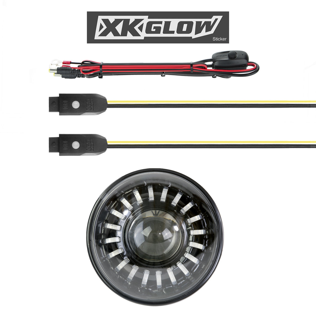 XK Glow 7In RGB LED Harley Headlight XKchrome Bluetooth App Controlled Kit