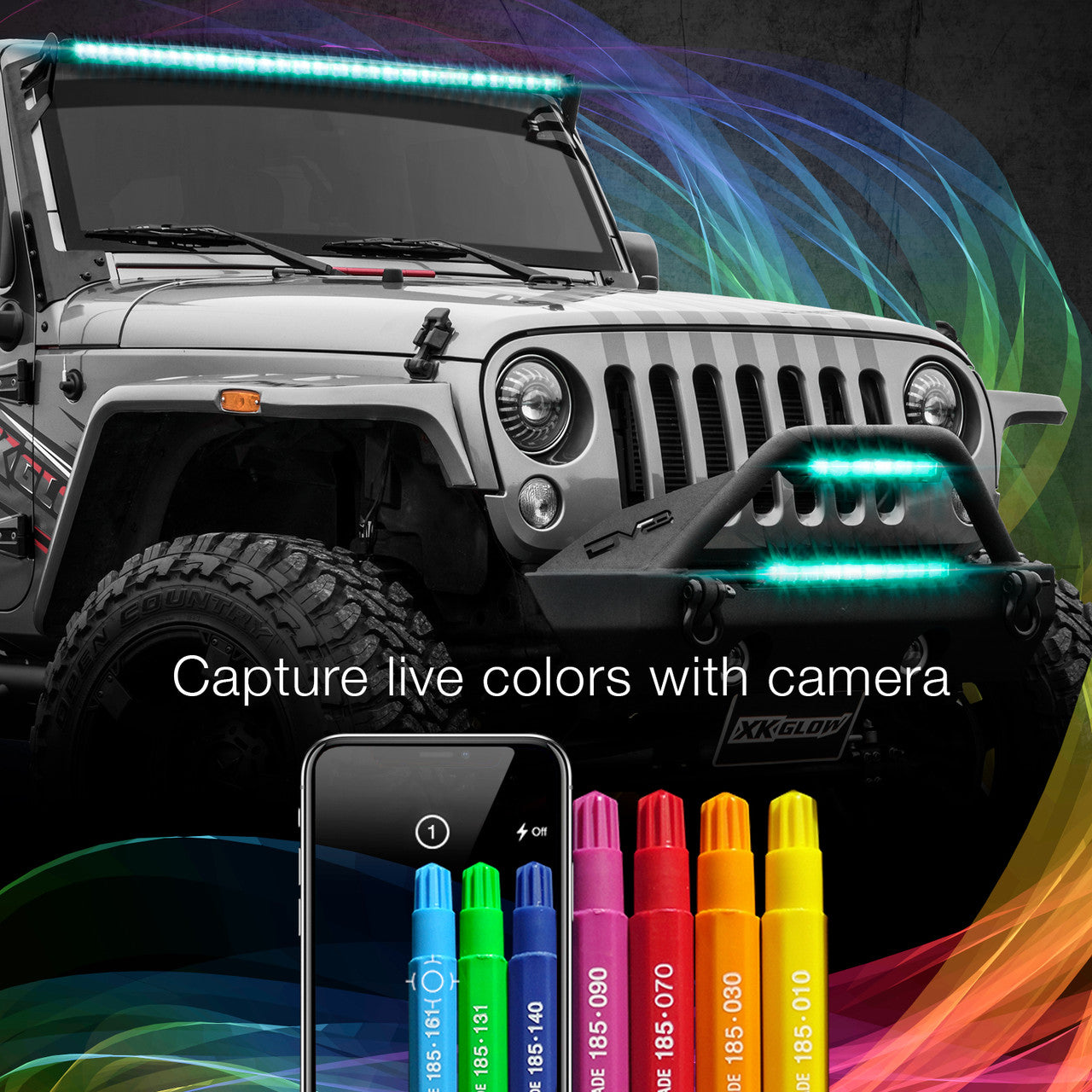 XK Glow RGBW Light Bar High Power Offroad Work/Hunting Light w/ Bluetooth Controller 32In - 0