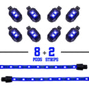 XK Glow Single Color XKGLOW LED Accent Light Motorcycle Kit Red - 8xPod + 2x8InStrips-2