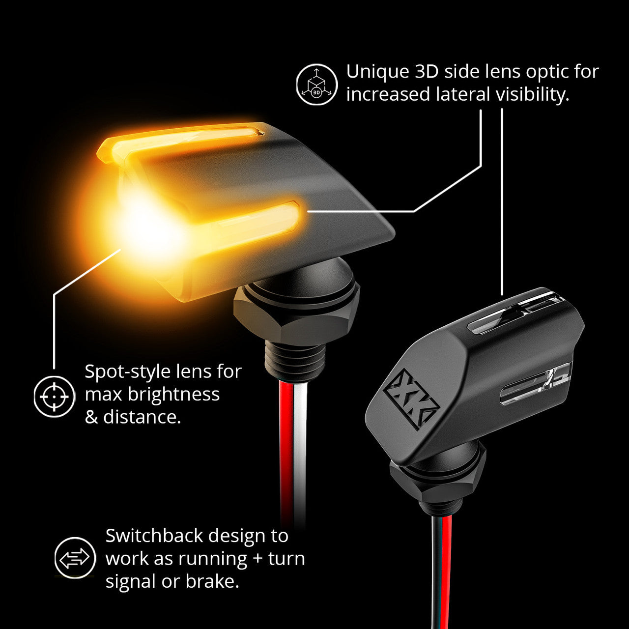 XK Glow Mini Amber Turn Signal Chrome x2 - 0